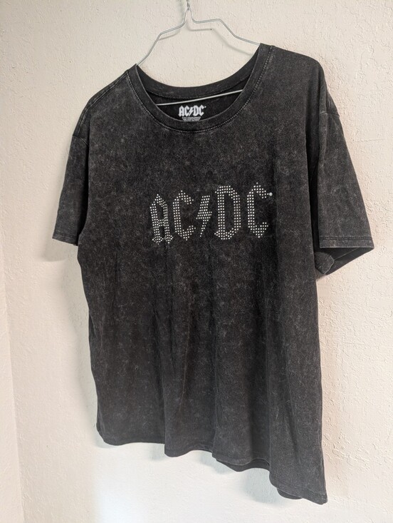 AC/DC Tops - AC/DC Studded T Shirt L Black Acid Wash Oversized Band Grunge Rock Punk Skater